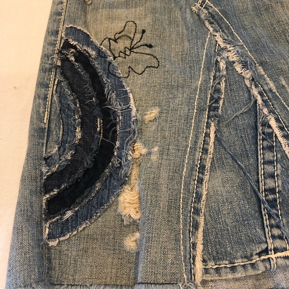 TRUE RELIGION rare patchwork denim skirt - 00s vintage - Picture 2 of 7